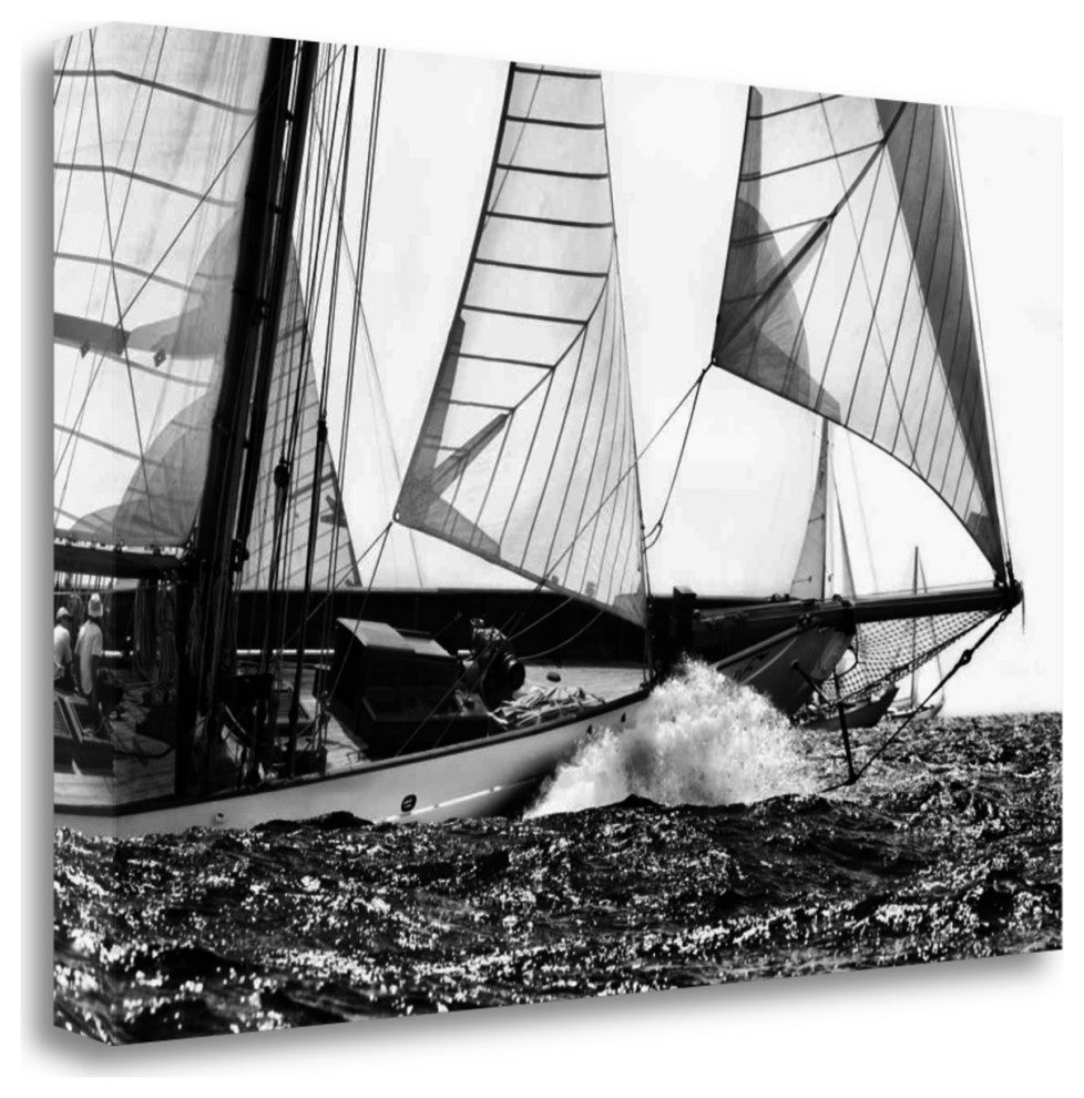 Black and White Sailing Yacht 2 Giclee Wrap Canvas Wall Art