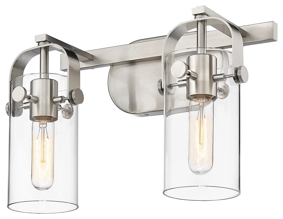 Pilaster Bath Vanity Light, Brushed Satin Nickel, Clear