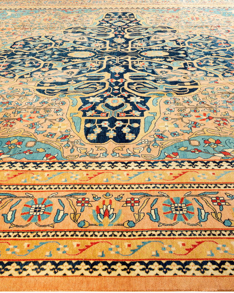 Eclectic, One-of-a-Kind Handmade Area Rug Beige, 15' 10" x 11' 10"