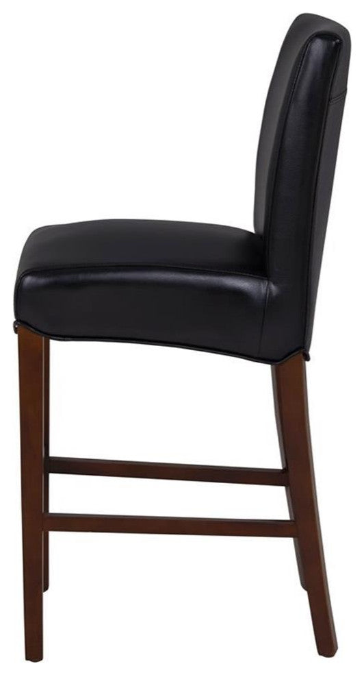 Pemberly Row Modern 26.5" Bonded Leather Counter Stool in Black