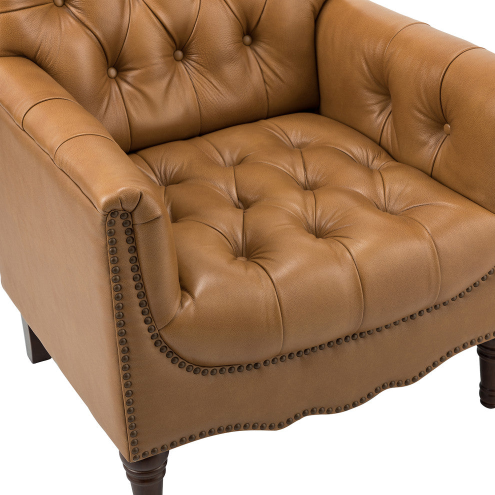 Bertram Genuine Leather Armchair Set of 2, Camel