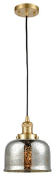 Large Bell 1 Light Mini Pendant, Satin Gold, Silver Plated Mercury