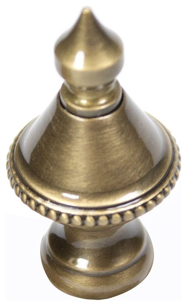 Beaded Knob Lamp Finial Antique Brass 1.5"h