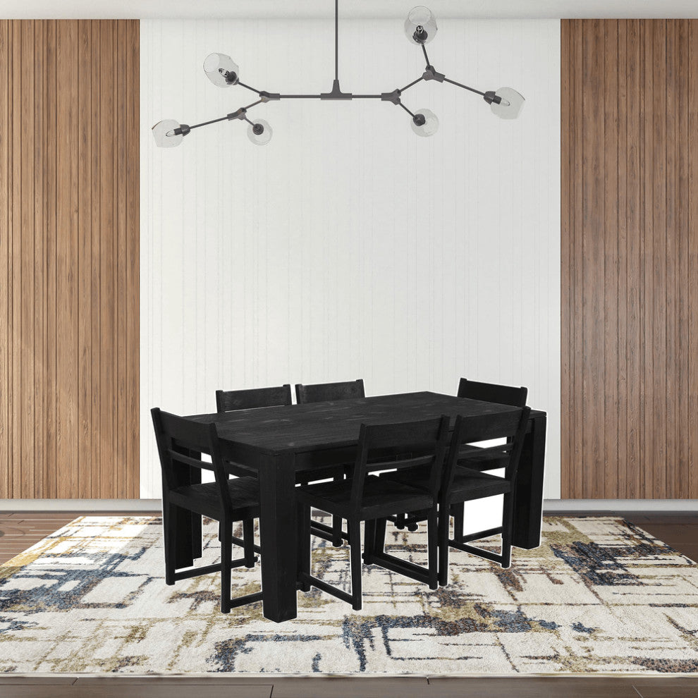 72" Dark Gray Rectangular Solid Wood Dining Table