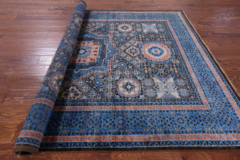 5' 8" X 7' 9" Mamluk Geometric Hand-Knotted Wool Rug - Q12277