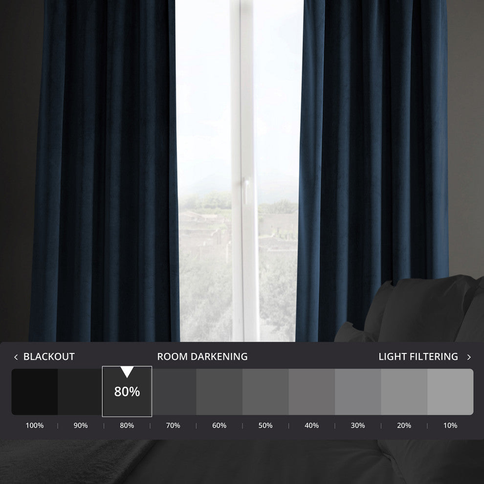 Heritage Plush Velvet Curtain Single Panel, Eternal Blue, 50"x108"