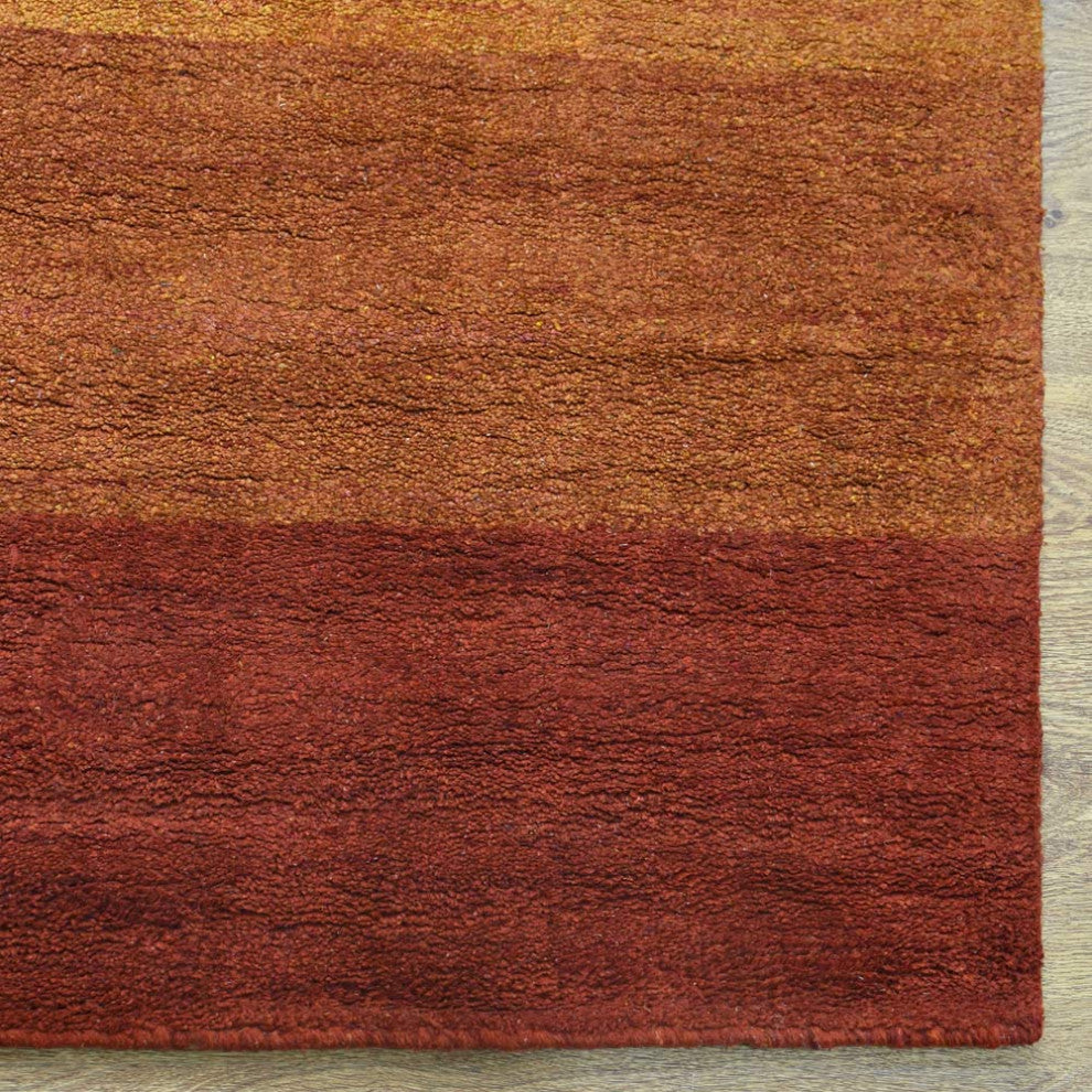 HAND KNOTTED LOOM SILK ECO-FRIENDLY RUGS-8'x10',Rectangle,Orange,Contemporary