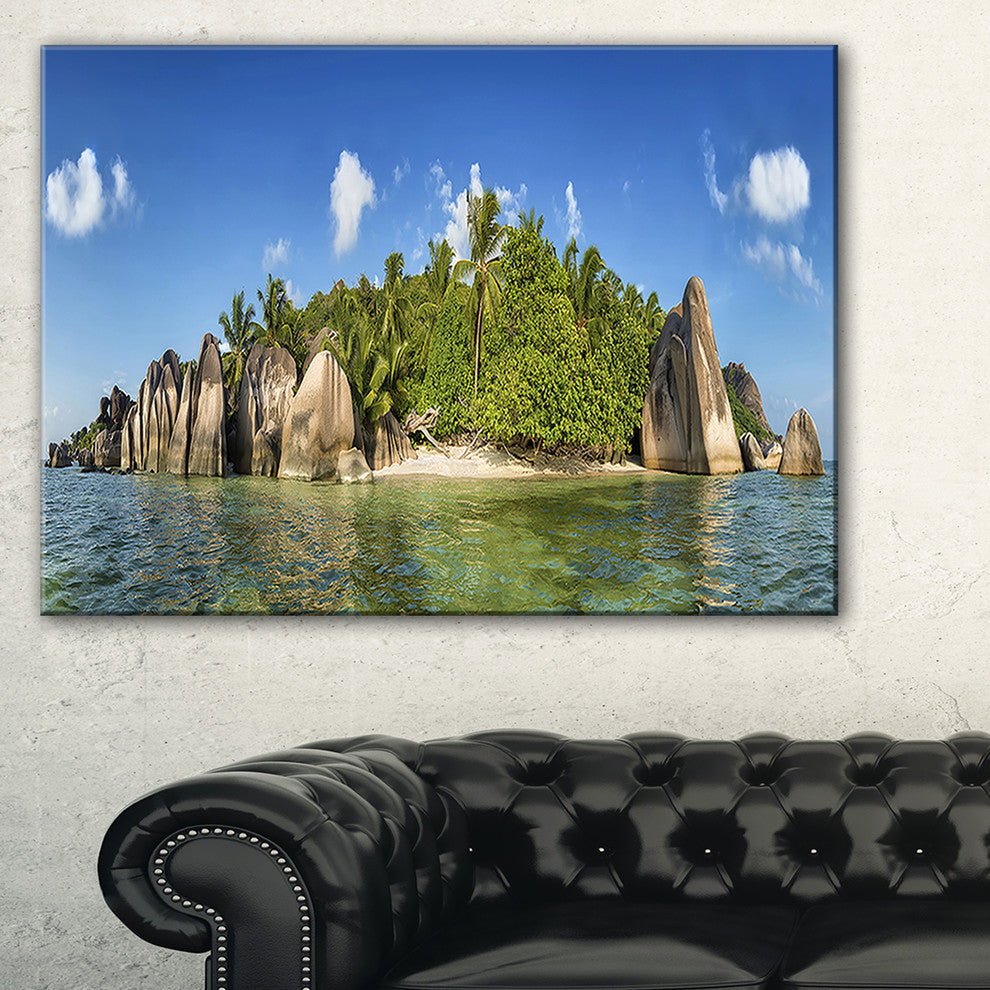 "Anse Lazio Beach Seychelles Panorama" Large Wall Artwork, 1 Panel