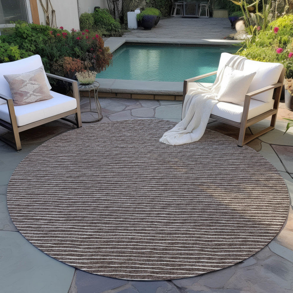 Indoor/Outdoor Laidley LA1 Chocolate Machine Washable 10' x 10' Rug