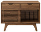 Sofa Side Table Display Stand, Wood, Brown Walnut, Modern, Lounge Hospitality