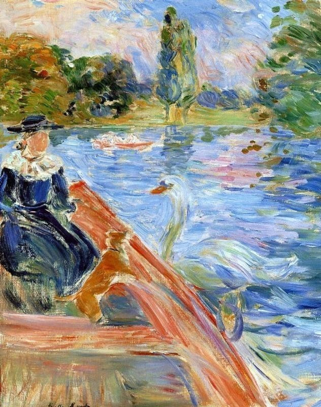 Berthe Morisot Boating on the Lake, Gallery Wrapped Canvas Print, 20"x25"