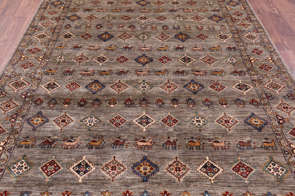 6' 10" X 9' 11" Super Kazak Handmade Wool Rug - Q12183