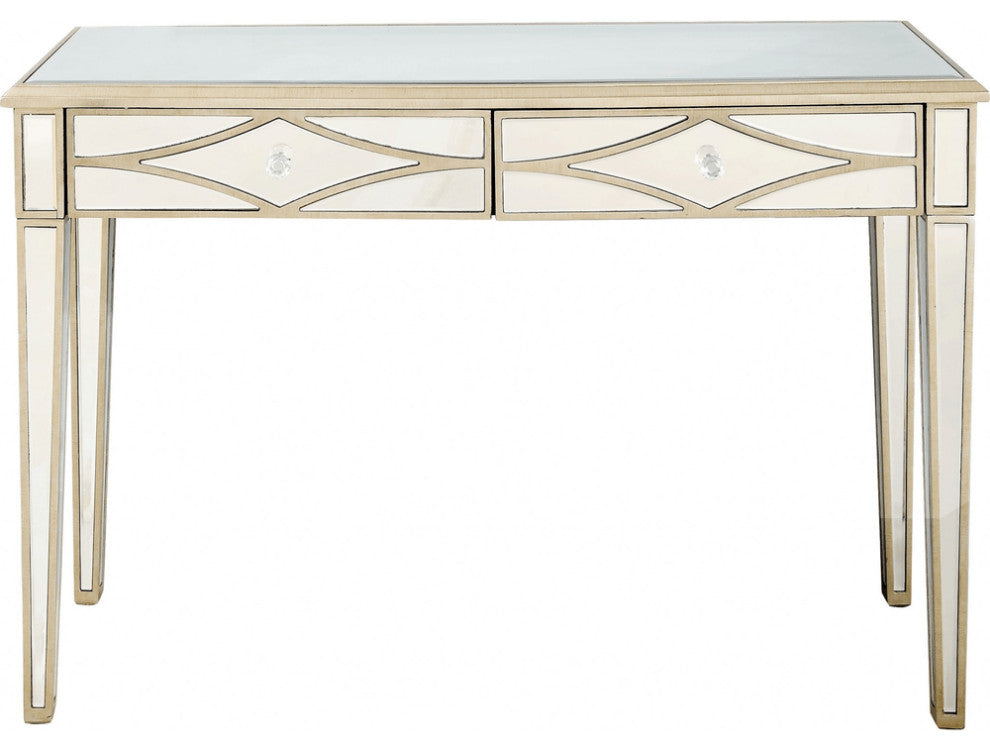Champagne Finish Console Mirror Table
