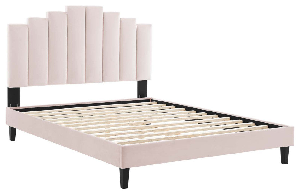 Elise King Performance Velvet Platform Bed-Pink