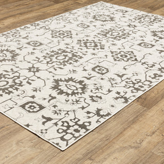 Iris Two-Tone Oriental Ivory/ Grey Area Rug 9'10" x 12'10"