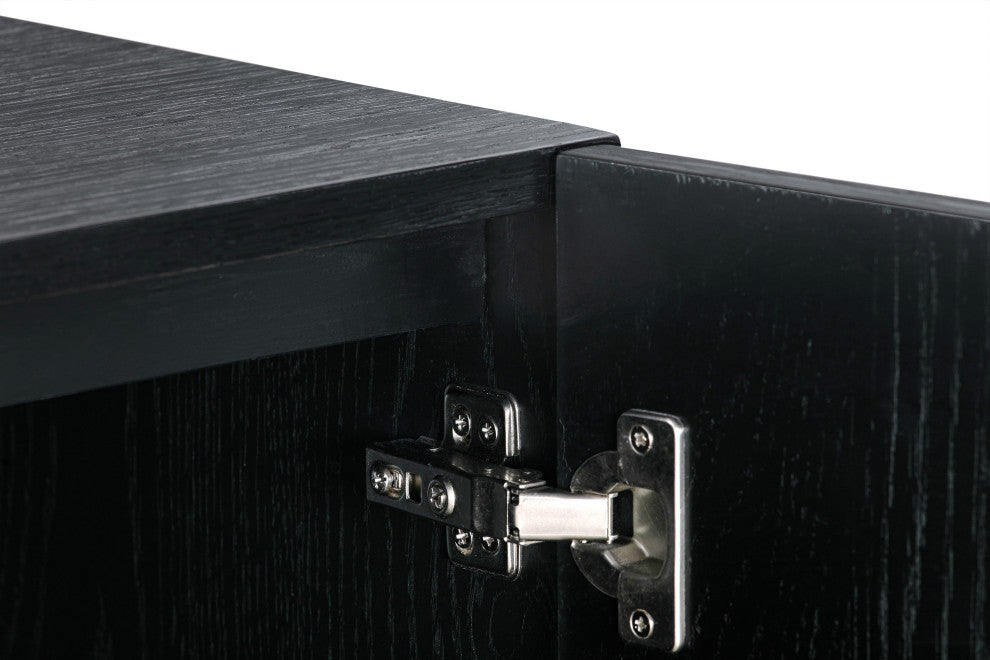 Lombard 4 Door Sideboard Buffet, Black Brushed Wood
