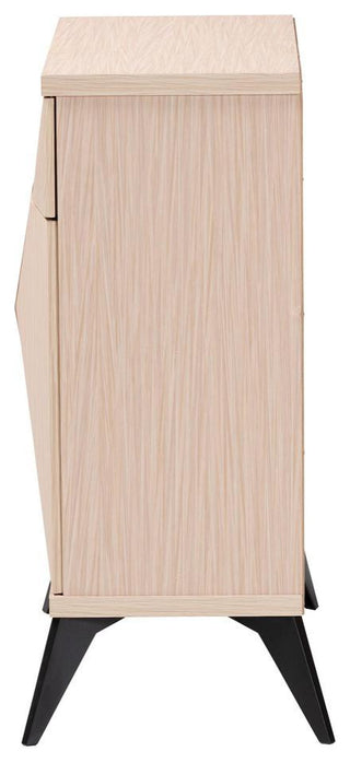Modern Two-Tone Light Brown and Black Wood 2-Door Sideboard Buffet