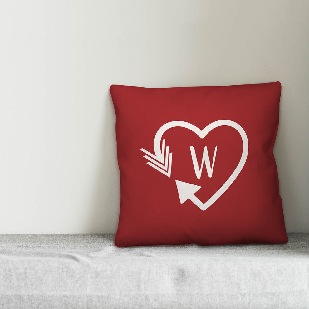 Heart Monogram - W 18x18 Indoor / Outdoor Pillow
