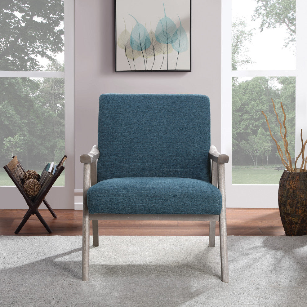 Weldon Armchair, Azure Fabric With Brushed Gray Finished Frame
