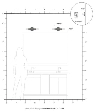 Copenhagen 2 Light Black Chrome ADA Sconce