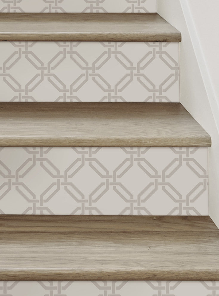 Octagon Links Peel and Stick Stair Riser Strips, Beige, 48"w X 7"h, 6 Pack