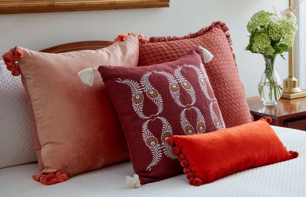 Raj Velvet Pillow, Terracotta