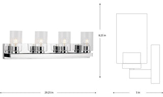 Goodwin 4-Lt Polished Chrome Modern Vanity Light With Clear Glass