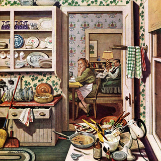 "After Dinner Dishes" Painting Print on Canvas by Stevan Dohanos