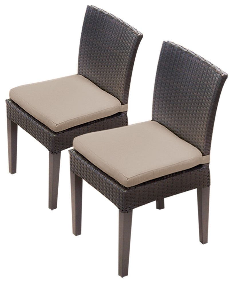 Belle Rectangular Outdoor Patio Dining Table with 6 Armless Chairs Black