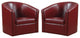Home Square 2 Piece Faux Leather Swivel Barrel Back Accent Chair Set in Red