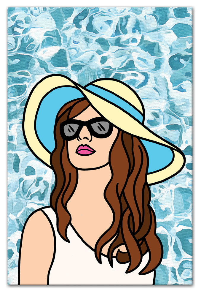 Poolside Woman 24x36 Canvas Wall Art