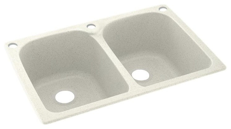 Swan 33x22x10 Solid Surface Kitchen Sink, 3-Hole, Bisque