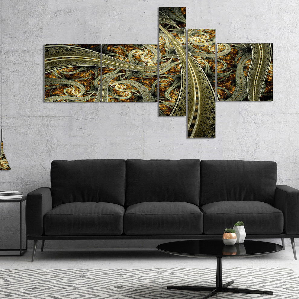 Metallic Fabric Pattern, Abstract Print On Canvas, 60"x32", 5 panels