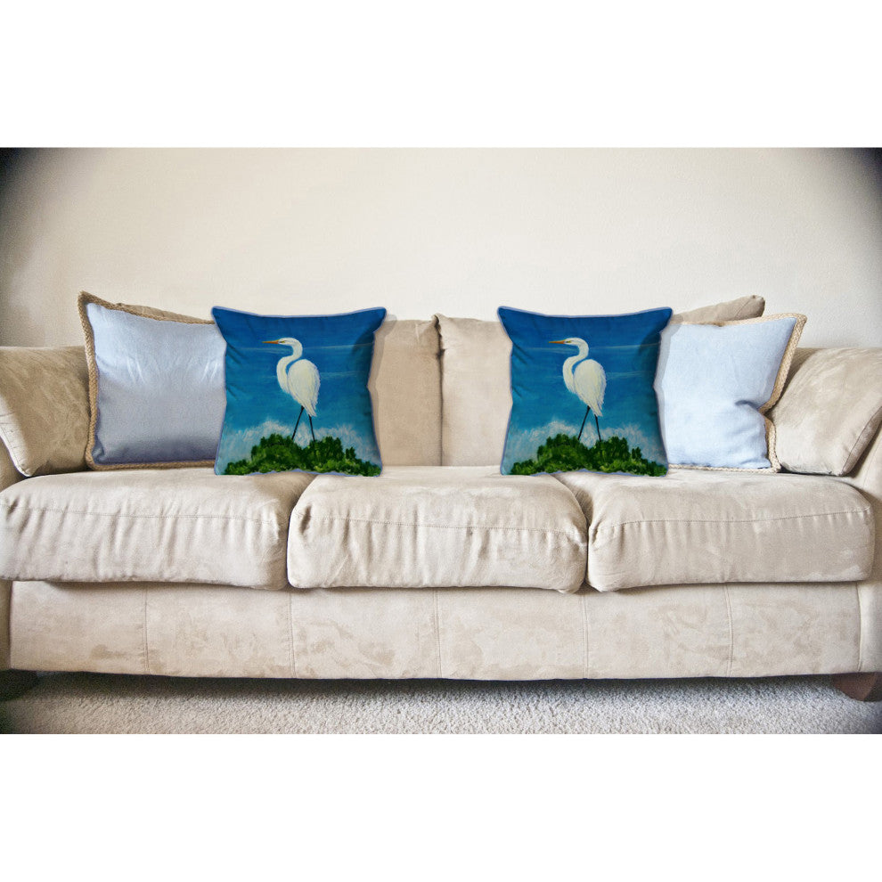 Great Egret Large Indoor/Outdoor Pillow 18x18