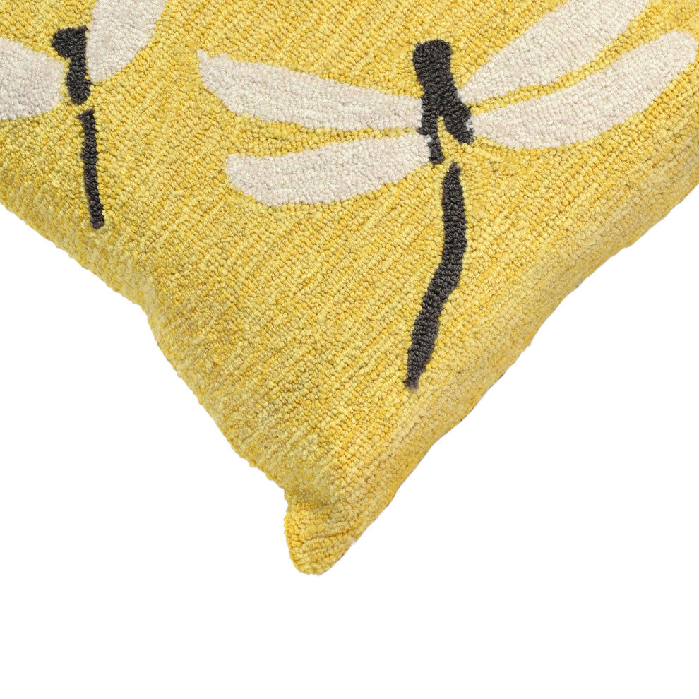 Frontporch Dragonfly Pillow, Yellow, 18"x18"