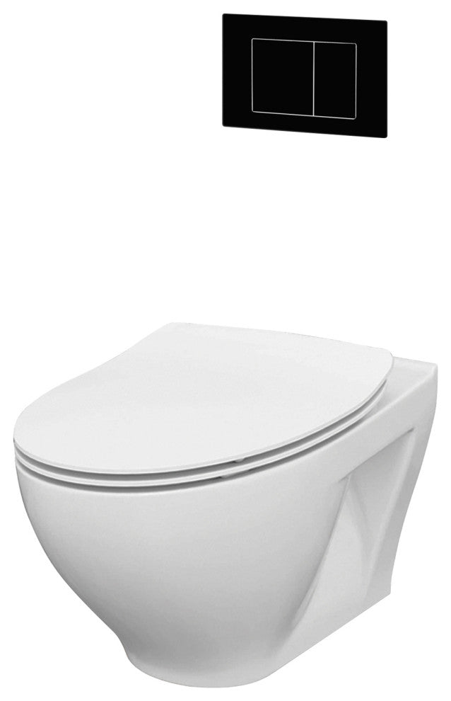 In-Wall Toilet Set, Black Square Actuators, 2"x6" Carrier & Tank