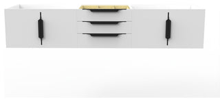 CastelloUSA Alpine 72" Wall Mounted Vanity, Base Only, White, Black Handles