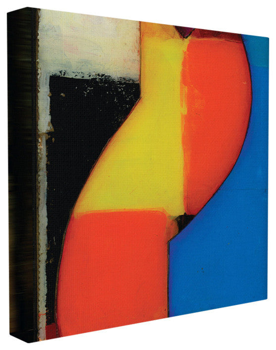 Modern Zig Zag Blue and Black, 17"x17", Stretched Canvas Wall Art