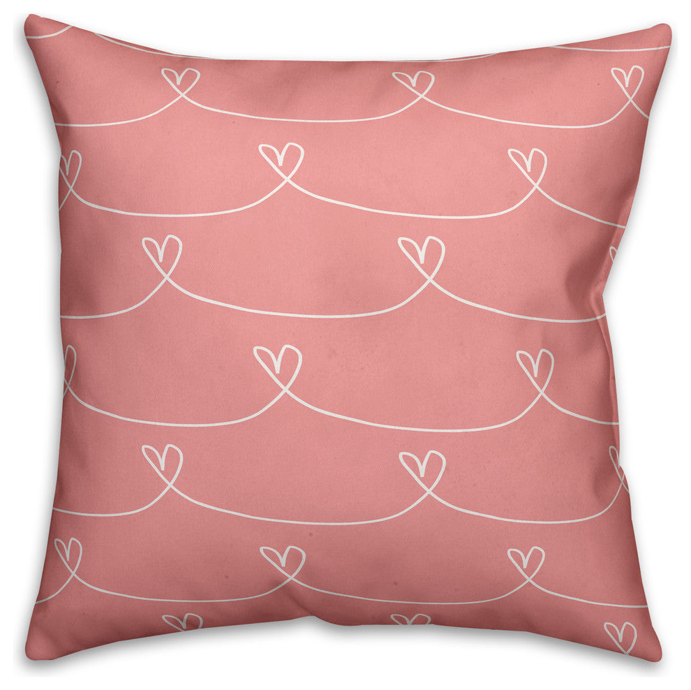 Pink Hearts 18x18 Throw Pillow