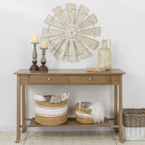 Metal Galvanized Wind Spinner Wall Decor, Beige, 28.5"�l