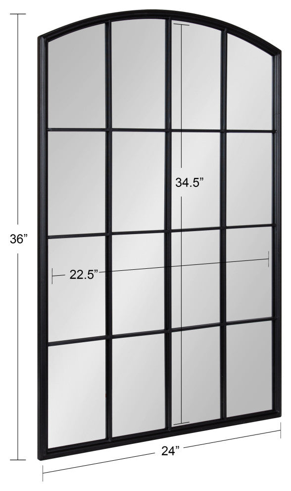 Forsyth Windowpane Arch Mirror, Black 24x36
