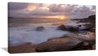 "Waves Hitting Rocks in Australia Coastline" Canvas Print32"x16"