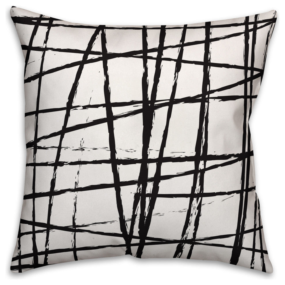 Black Scratch Throw Pillow Cover, 18"x18"