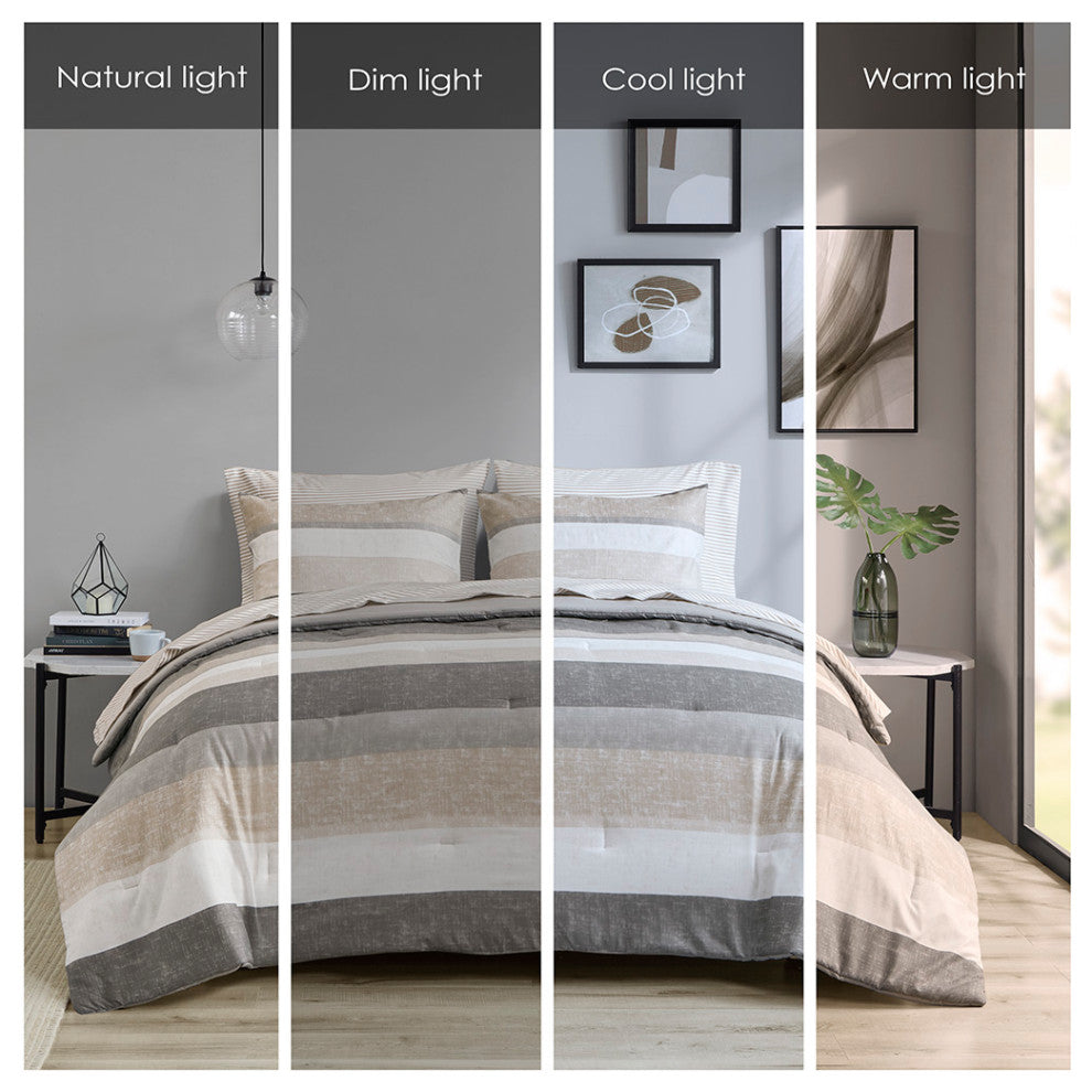 Madison Park Essentials Jaxon Stripe Comforter Set With Bed Sheets