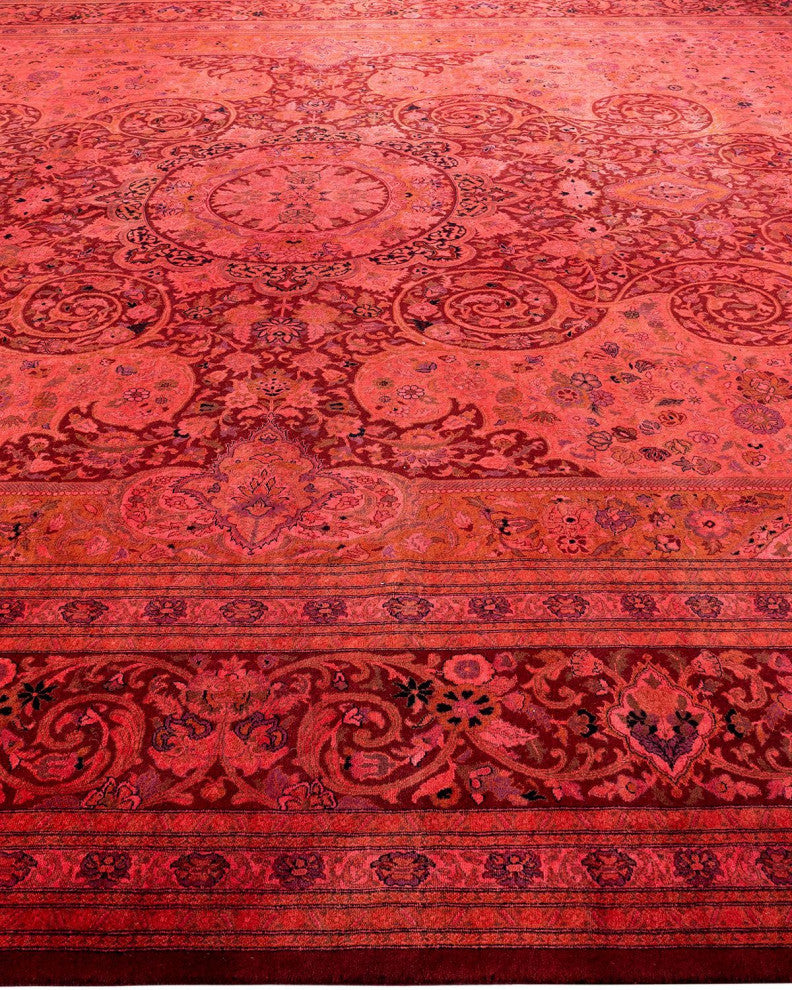 Overdyed, One-of-a-Kind Hand-Knotted Area Rug Pink, 11'10"x18'4"