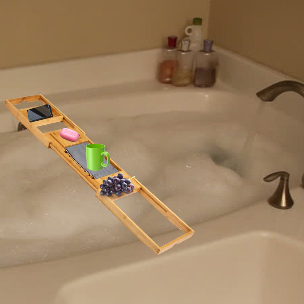 Vaiyer Bamboo Bathtub Tray, Caddy Bath Tray