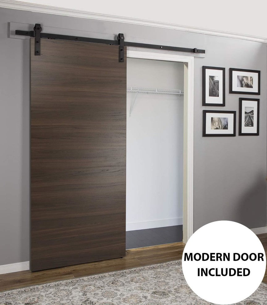 Planum 0010 Interior Barn Door Chocolate Ash, No Pre-Drilled, 32"x96"