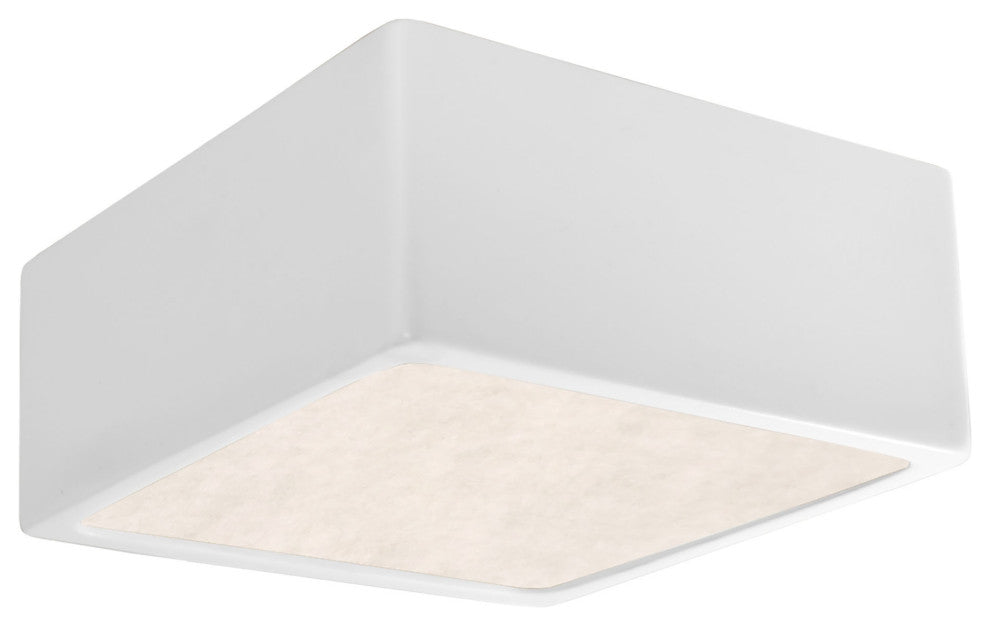 Short Square LED Flush-Mount, Gloss White