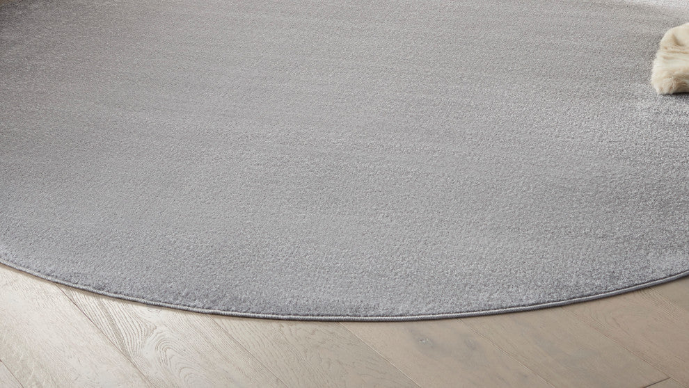 Nourison Essentials 8' x Round Silver Grey Outdoor Area Rug