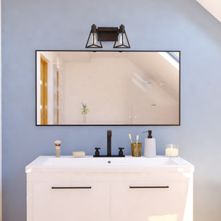 Ravenna 2 Light Matte Black Bathroom Vanity Fixture Metal Cage Shade